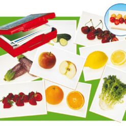 Maletín con fotografías de alimentos