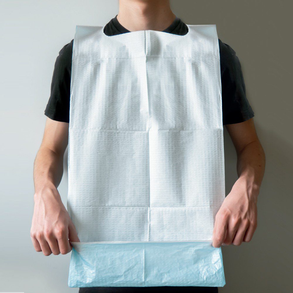 babero desechable adulto 36×66 cm 125 unidades.